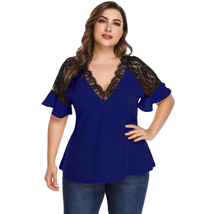 Blue formal office wear tops work blouse