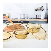 Vente directe d'ustensiles Offre Spéciale cuisine Moule à tarte en verre à haute teneur en borosilicate couleur ambre Batterie de cuisine assiette creuse