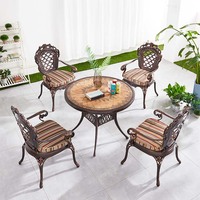 Ensemble table et chaises de jardin en métal Mobilier d'extérieur Patio Table ronde en fonte d'aluminium Chaises