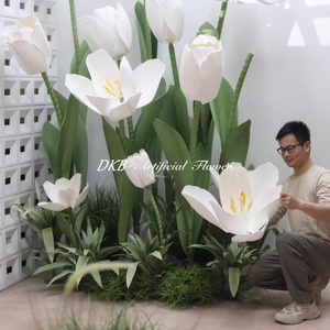 Fiori decorativi fatti a mano in schiuma EVA 2m di altezza gigante rosa tulipano giallo bianco con supporto per matrimonio decorazioni Set di fiori - Product Image 3