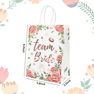 15pcs Rose Gold Handle Paper <b>Bags</b> Floral Team <b>Bride</b> Design <b>for</b> Hen Party Bachelorette <b>Wedding</b> Bridal Shower Paper Gift <b>Bags</b> - Product Image 1