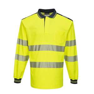 PORTWEST - T184YNR5XL PW3 polo à manches longues jaune/bleu marine haute visibilité-EAN 5036108303649 HI-VIS WORKWEAR - Product Image 1