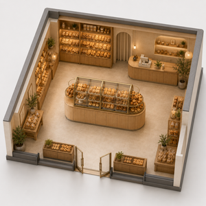Vetrina Espositiva per Pasticceria Personalizzata, Ecologica, Resistente, Impermeabile, con Illuminazione LED, Autoportante, per Caffetterie e Negozi di Lusso - Product Image 1