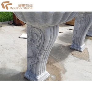 Lavabo en marbre blanc en forme de feuille de <span class=keywords><strong>lotus</strong></span> avec piédestal - Product Image 2