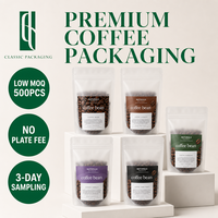 Sachet Doypack Translucide Givré Personnalisé avec Logo pour Emballage de Poudre de Café, Sac en Plastique Mat Anti-Fuite avec Fermeture Éclair