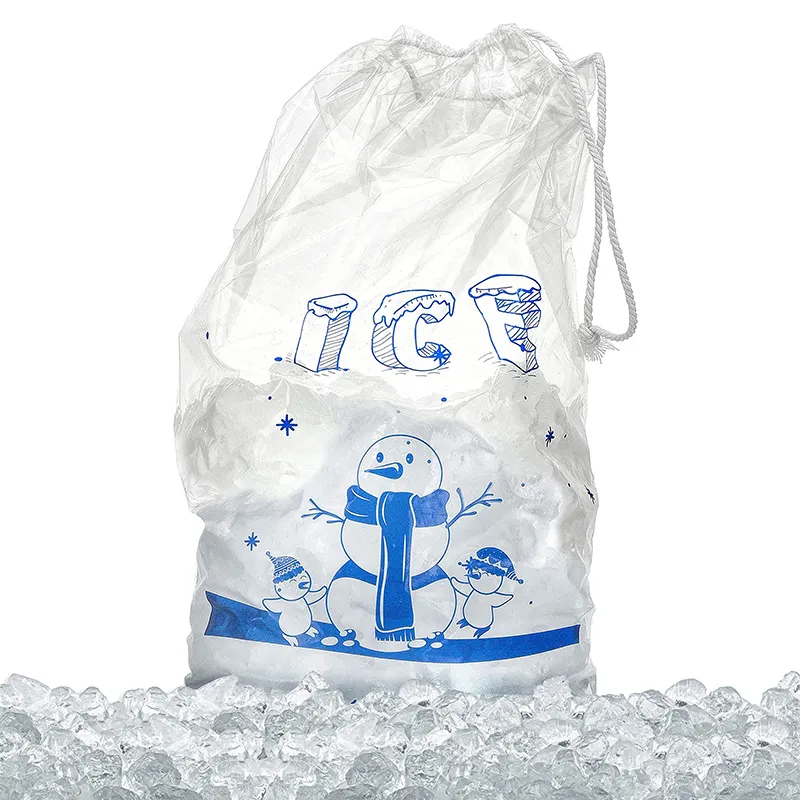 Saco resistente descartável do pwpe, 10 lb, plástico transparente, embalagem do cubo de gelo com cordão de algodão, venda imperdível