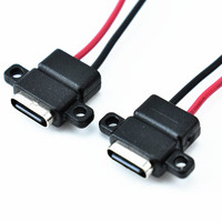 Connecteur femelle Type-C LN-004 avec oreille de fixation, câble de port de charge pour alimentation DIY à 2 fils
