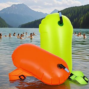 Flotador de Natación Individual para Adultos, Boya de Aire Fluorescente Amarilla, Naranja y Roja, para Deportes Acuáticos, Salvavidas - Product Image 1