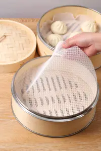 23 Inch Food Grade Non-Stick Silicone Liner Reusable Round Dumpling Mat Bun Dim Sum Baking Pastry Steamer Mesh Pads