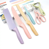 Ensemble de couteaux de cuisine Offre Spéciale 6 pièces couteau de Chef en paille de blé Barbecue éplucheur japonais couteaux de cuisine à steak ensemble légumes