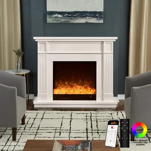 220V pháp phong cách trang trí LED trang trí nội thất ngọn lửa trong nhà góc cổ đơn vị Lò sưởi điện màu trắng với mantel freestanding