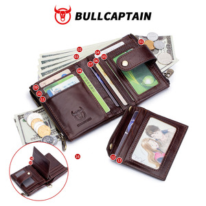 กระเป๋าสตางค์หนังแท้สำหรับผู้ชาย ป้องกัน RFID  วัสดุโพลีเอสเตอร์ สไตล์ไบค์เกอร์  แบบซิปและตัวล็อค  กันน้ำ ขนาดเล็ก - Product Image 3