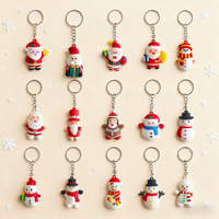 Porte-clés de Noël en PVC motif dessin animé (Père Noël, Bonhomme de neige, Cerf, Clochette, Chaussette, Gant) – Pendentif de sac et ornement de fête de Noël