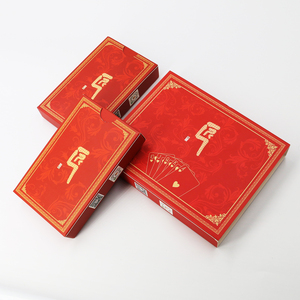 Juego de Cartas de Póquer Asiáticas Personalizadas, Caja Doble, Esquinas Cuadradas, Acabado Brillante, Diseño Personalizado, Patrón Rojo y Dorado, Incluye Carta Joker - Product Image 3