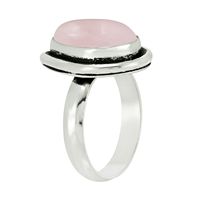Bague vintage en quartz rose et argent 925, faite à la main, en argent sterling oxydé, cadeau d'anniversaire pour femme