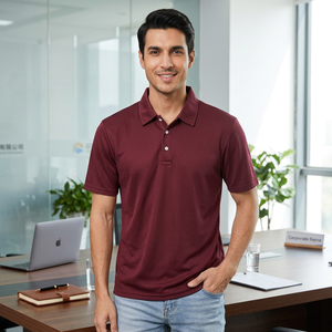 เสื้อโปโลผู้ชายแขนสั้นทรงหลวม, เสื้อโปโลทรงหลวมลำลองสีพื้น - Product Image 1