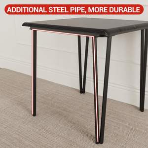 Ensemble de table à manger pliable <span class=keywords><strong>industrielle</strong></span> en métal noir 2 pièces, coins arrondis, table carrée spacieuse, 2 chaises rembourrées, appartement - Product Image 5