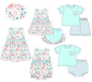 Alta calidad bebé niña niños hermanos conjuntos de verano niño niña vestido de flores volantes pantalones cortos partido niño Top pantalones cortos conjuntos de ropa - Product Image 6