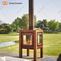 Brûleur à bois d'extérieur moderne autoportant en acier Corten, certifié CE, avec revêtement en poudre, forme dôme, pour chauffage extérieur