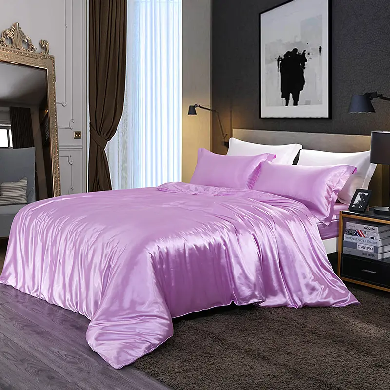 סדין מיטה חינם 100% משי מדגם מותאם אישית בד משי סדין מיטה חלקה נוחה