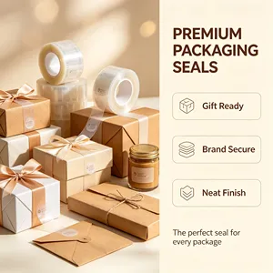 Self-Adhesive Round PET <b>Label</b> Roll Clear Strong Stickiness <b>Waterproof</b> for Business Packaging - Product Image 3