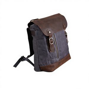 Sac à dos en toile et cuir véritable, imperméable, pour ordinateur portable, grande capacité, vente en gros, OEM, marque privée, usine LCB-0018 - Product Image 1