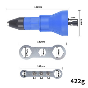 Adaptateur de pistolet à rivets électrique ZHCY bleu pour perceuse électrique, rivets aveugles en acier rapide HSS - Product Image 3