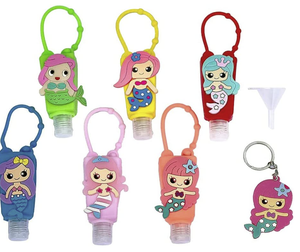 Botellas de viaje vacías con dibujos animados para niños, soporte de desinfectante de manos con funda de silicona, llavero portador de viaje, tamaño de botella con silicona - Product Image 1