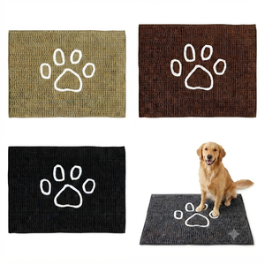 <span class=keywords><strong>Tapis</strong></span> d'entrée pour animaux de compagnie en chenille shaggy lavable, motif patte mignon, absorbant l'eau, pour intérieur <span class=keywords><strong>et</strong></span> extérieur - Product Image 1
