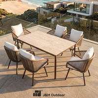 J&M Outdoor Stock Abordable 	 Ensemble de mobilier de salle à manger extérieure 6 places pour hôtels, piscines, villages et balcons, avec canapé d'extérieur, vente en gros
