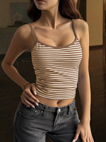 Débardeurs Cami Y2K pour femmes, rayés, à fines bretelles, col en V, crop tops sexy, dos nu, sans manches, coupe ajustée