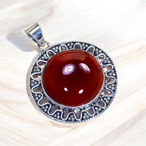 Accesorio de joyería fina de Plata de Ley 925, colgante de piedras preciosas de cornalina con diseño de encanto - Product Image 1