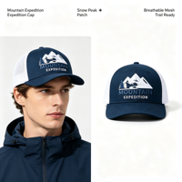 Casquette Trucker Respirante en Maille Brodé(e) avec Logo Personnalisé, Motif Pointe de Neige et Pin, Idéale pour l'Aventure en Montagne