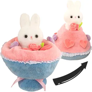 Beliebte 35 cm reversible Bunny Bouquet Plüschtiere für Valentinstag Geschenk Blumenstrauß Gefüllte Plüsch puppen Dekoration