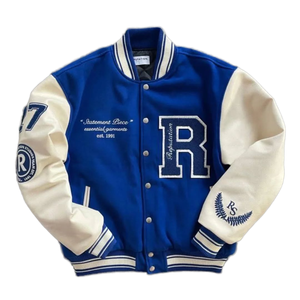 Mens Customized Color Leather Winter Hooded Varsity Letterman Bomber <b>Jacket</b> Retro Baseball College Style Plain Dyed Stand Front - Product Image 1