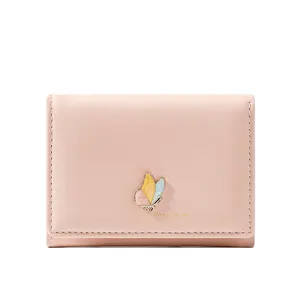 TAOMICMIC preppy style PU leather student purse Butterfly decorazioni in metallo portafoglio