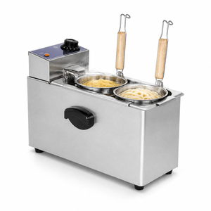 Cuiseur à pâtes électrique professionnel 220V en acier inoxydable, bouilloire à nouilles de comptoir à double panier pour restaurant, traiteur et cuisine - Product Image 1