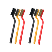 Ensemble de brosses métalliques 3 pièces-Poils en acier inoxydable avec manche incurvé pour le frottement de la rouille, de la saleté et de la peinture