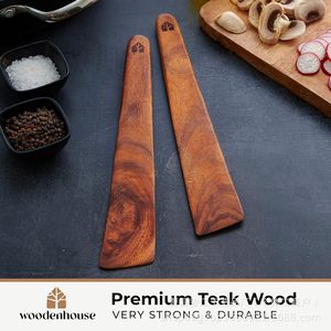 Espátula triangular de madera, utensilio de cocina moderno y minimalista para acampar al aire libre, madera maciza, espátula plana para comida de bebé que se puede colgar - Product Image 4