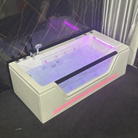 Baignoire spa 2 personnes en acrylique blanc LED d'angle intérieur avec égouttoir à jets d'hydromassage et robinet inclus pour usage intérieur ou hôtels