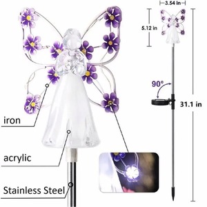 Nouvelles lampes solaires Angel Lights pour décoration extérieure de jardin, cadeau de pendaison de crémaillère, piquet lumineux LED pour cimetière, pelouse, cour, patio, lampe solaire de nuit - Product Image 3