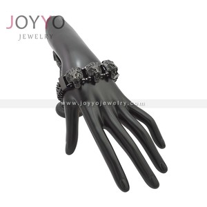 Bracciale da uomo in argento moda placcato nero bracciale a tre leoni braccialetti in acciaio inossidabile - Product Image 4