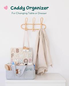 Organisateur de couches pour bébé, panier de rangement matelassé pour la chambre de bébé, organiseur de table à langer portable - Product Image 5