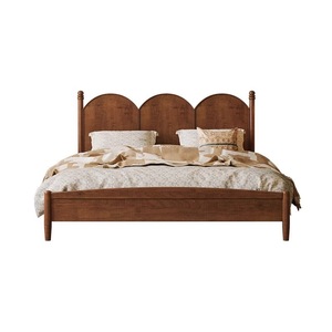 French Style Solid Wood Bed 1.5m 1.8m Double Platform Bed Durable Vintage Design For <b>Small</b> Apartments And Homestays - Product Image 5