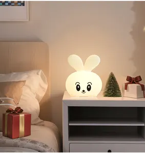 Lampe de table lapin blanche à lumière LED Smart Tuya APP Control sans fil rechargeable Battery