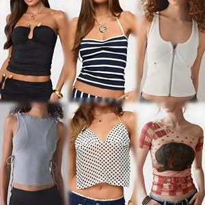 Factory Clearance High Quality Women's Summer Retro Casual Slim Fit Short Sleeved Top T-shirt Inventory Randomly Shipped - Product Image 2