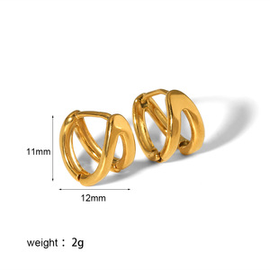 Pendientes Huggie de Acero Inoxidable Color Oro 18K, Diseño de Anillo Circular con Bola, Estilo Geométrico para Uso Diario ZH004 - Product Image 4