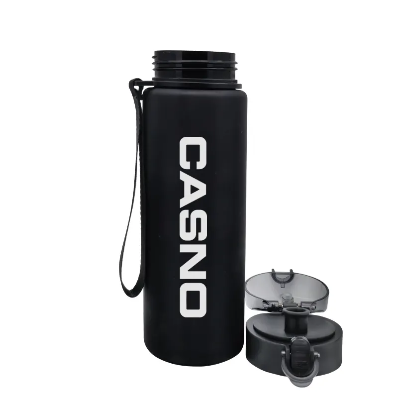 2022 Amazon New Wholesale Latest Design Plastic Full Black Tritan Eco Friendly Sports Water Bottles With Rope