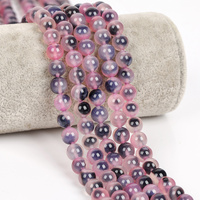 Perles rondes en pierre d'agate naturelle violette de 8mm, 45 pièces, perles rondes en vrac pour la fabrication de bijoux, bracelets, accessoires de collier
