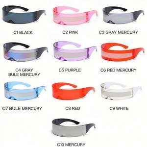 Lunettes de fête futuristes en gros, style punk, avec verres argentés enveloppants, pour femmes et hommes - Product Image 6